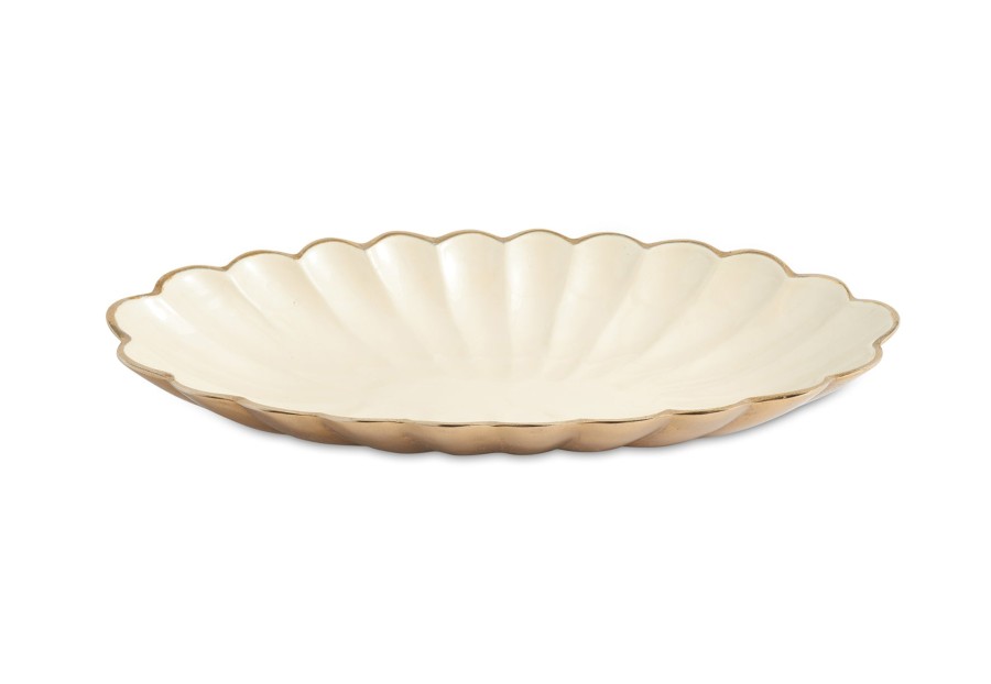 Julia Knight Decor | Peony 16" Oval Bowl Gold Snow