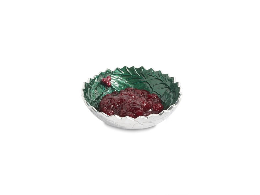 Julia Knight Bowls | Holly Sprig 5.5" Round Bowl Emerald