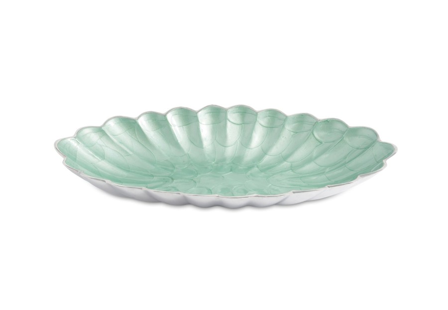 Julia Knight Decor | Peony 16" Oval Bowl Aqua