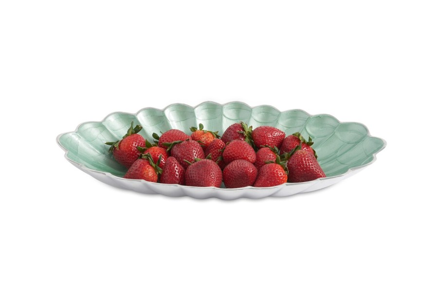 Julia Knight Decor | Peony 16" Oval Bowl Aqua