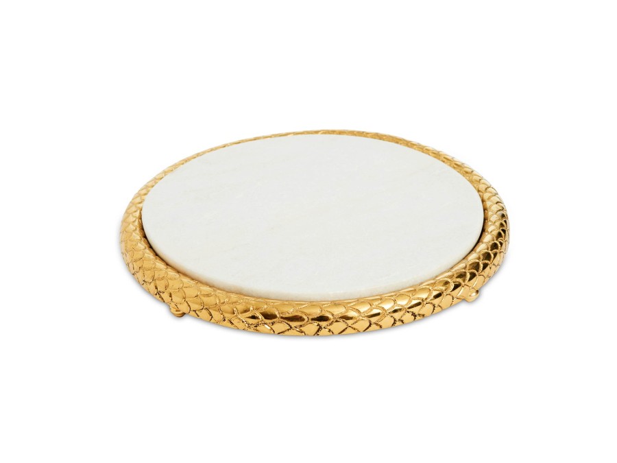 Julia Knight Platters & Trays | Florentine 11" Cheese Marble Serving Tray Gold