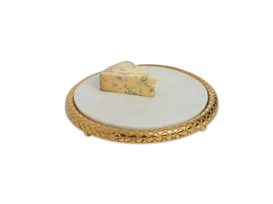 Julia Knight Platters & Trays | Florentine 11" Cheese Marble Serving Tray Gold