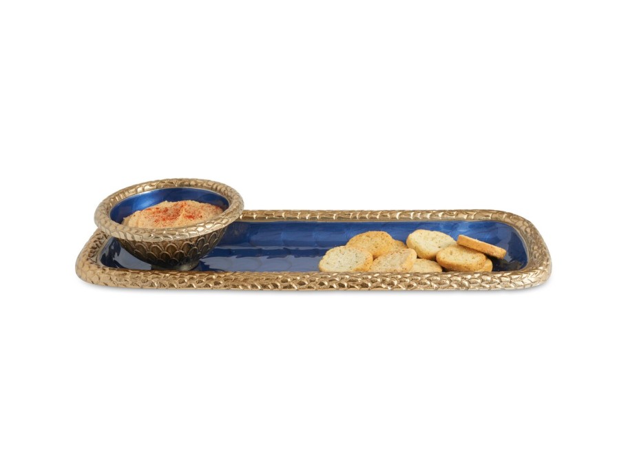 Julia Knight Platters & Trays | Florentine 16" Rectangular Tray Gold Sapphire