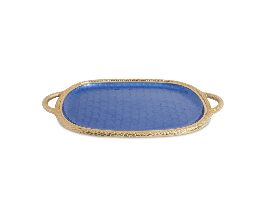 Julia Knight Decor | Florentine 22.5" Handled Tray Gold Sapphire