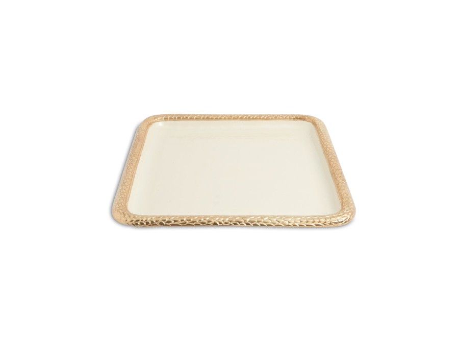 Julia Knight Platters & Trays | Florentine 15" Square Tray Gold Snow