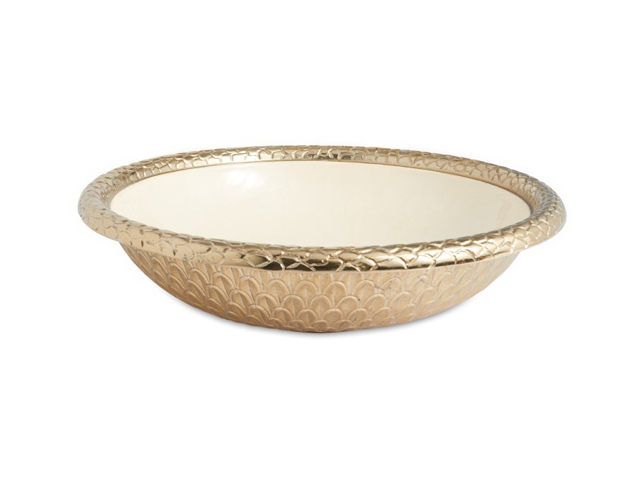 Julia Knight Decor | Florentine 12" Round Bowl Gold Snow