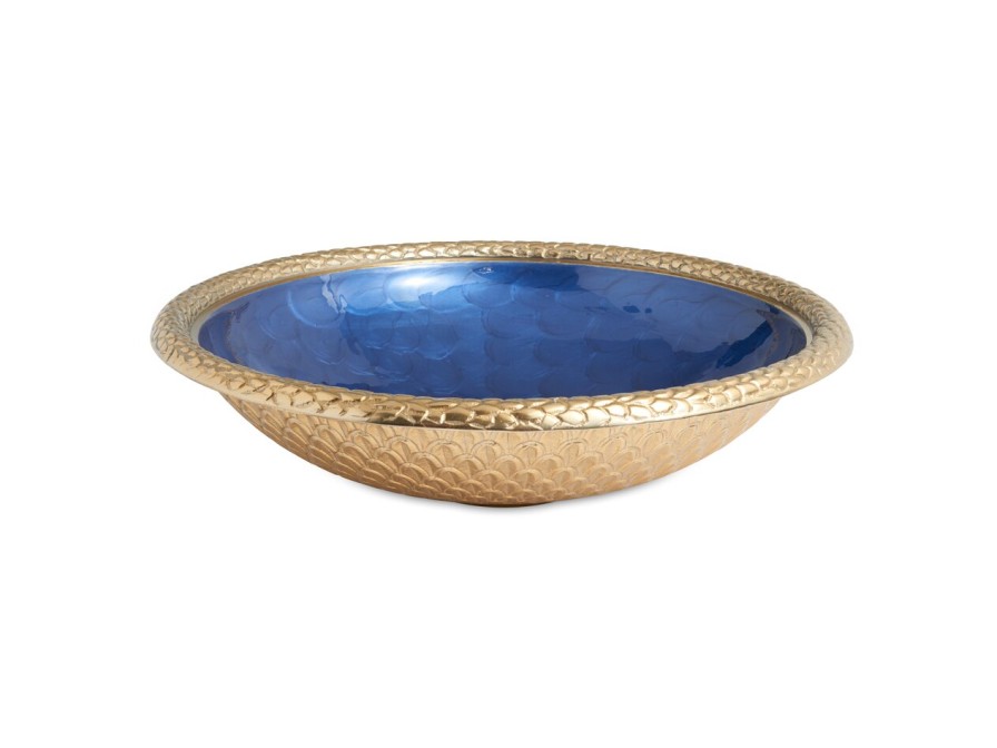 Julia Knight Decor | Florentine Gold 15" Round Bowl Sapphire