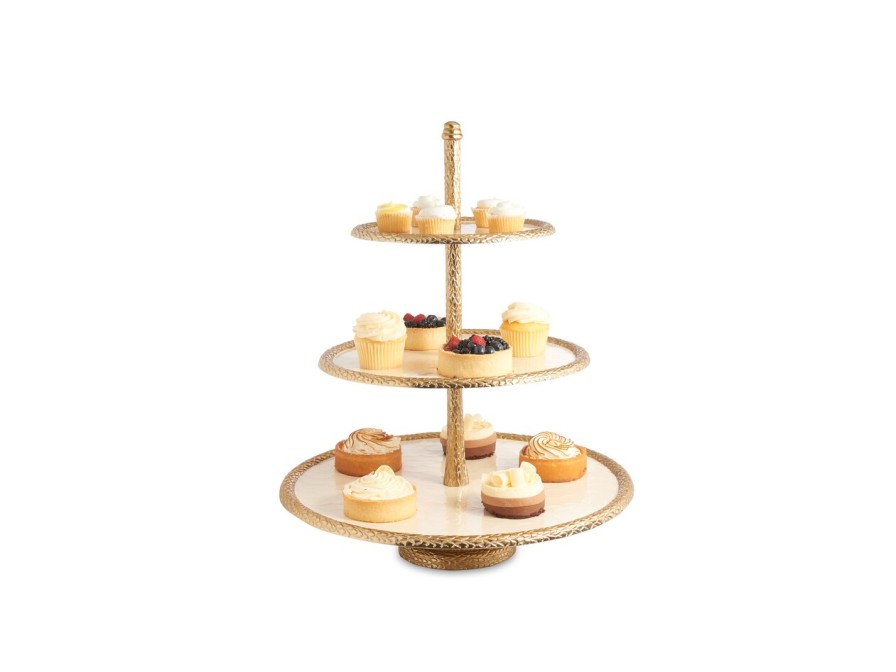 Julia Knight Cake Stands | Florentine 18" Three-Tiered Server Gold Snow