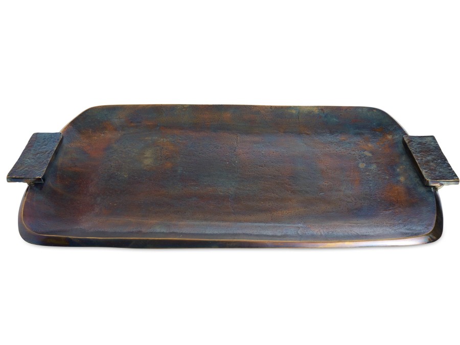 Julia Knight Serving Trays With Handles | Eclipse 21" Rectangular Tray With Handles Bronze