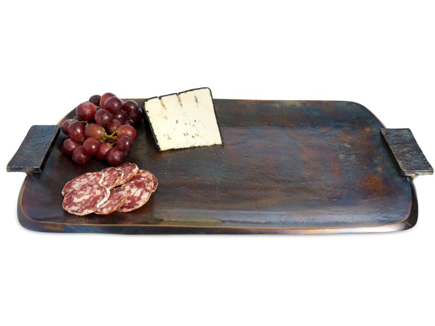 Julia Knight Serving Trays With Handles | Eclipse 21" Rectangular Tray With Handles Bronze