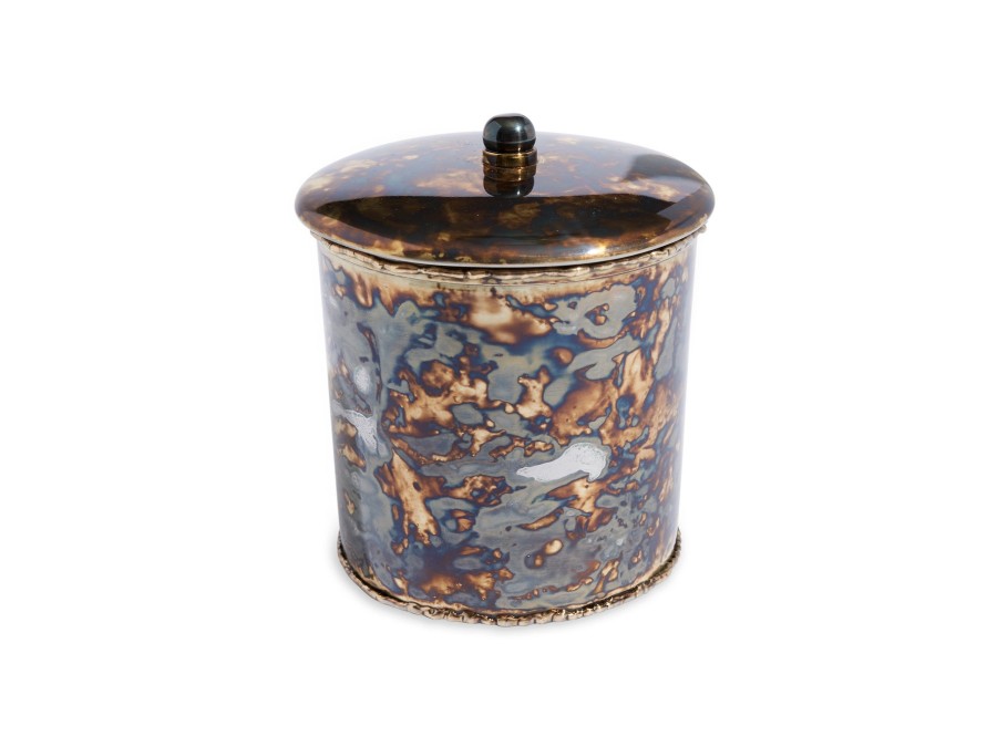 Julia Knight Bath Accessories | Cascade 5.5" Covered Canister Rainbow Bronze