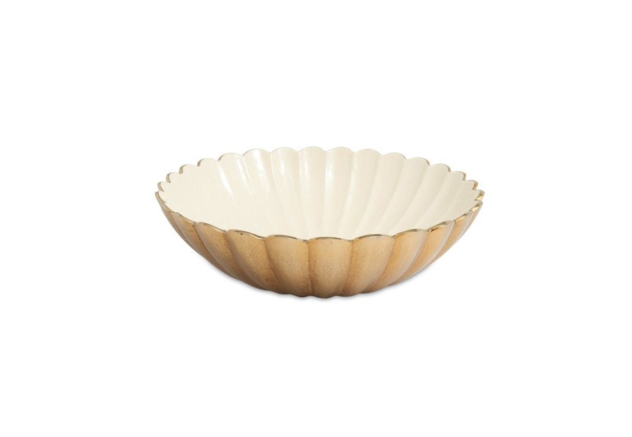 Julia Knight Decor | Peony 15" Round Bowl Gold Snow