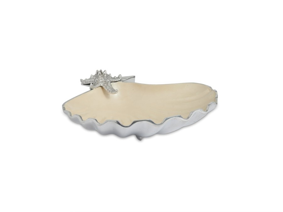 Julia Knight Decor | Scallop Starfish 15" Deep Bowl Snow