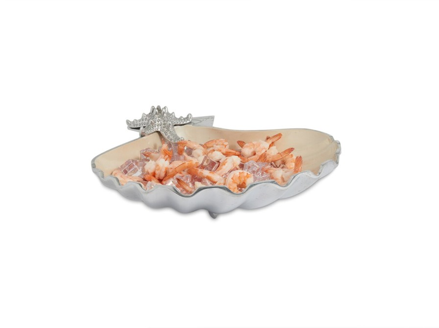 Julia Knight Decor | Scallop Starfish 15" Deep Bowl Snow