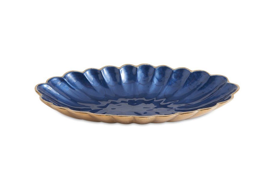 Julia Knight Decor | Peony 16" Oval Bowl Gold Sapphire