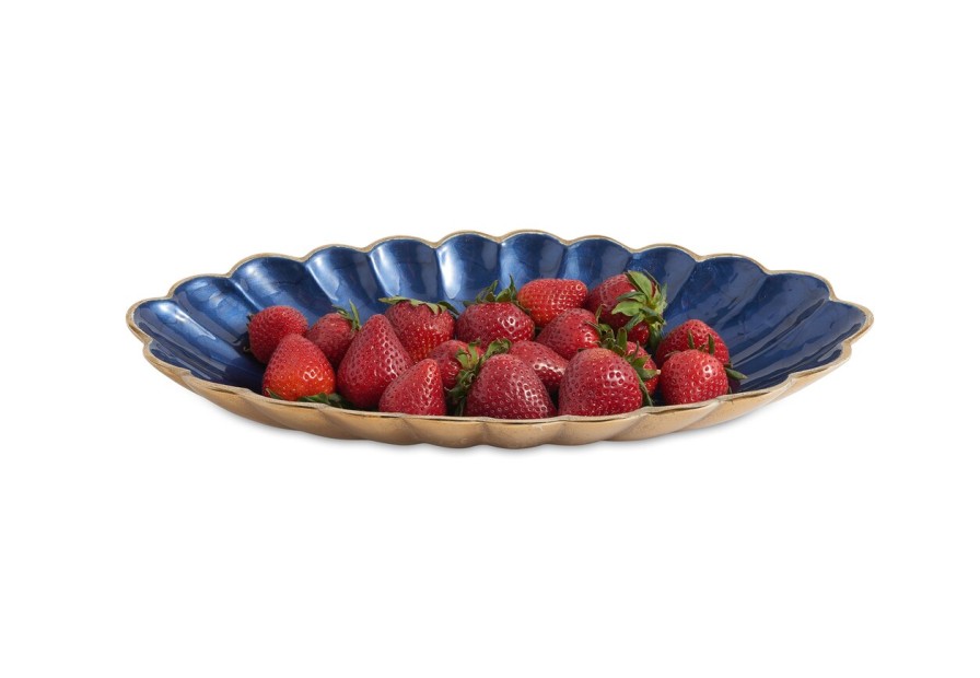 Julia Knight Decor | Peony 16" Oval Bowl Gold Sapphire