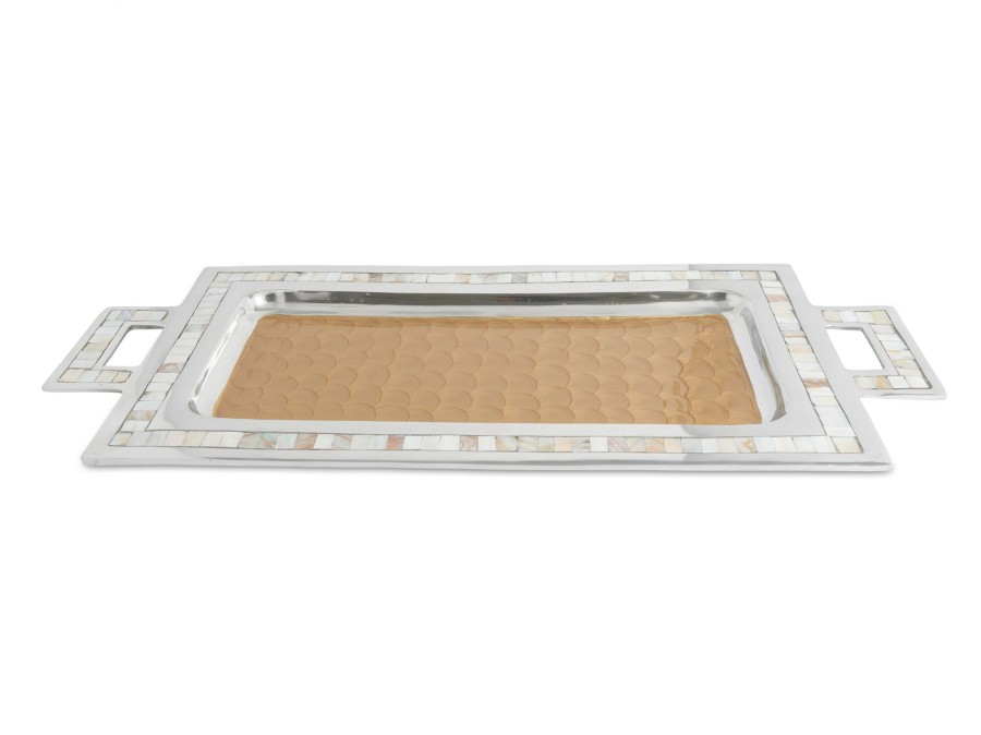 Julia Knight Serving Trays With Handles | Classic 25" Rectangular Tray W/Handles Toffee