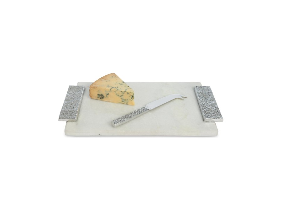 Julia Knight Serveware | Eclipse Marble Cheese Tray With Cheese Knife White