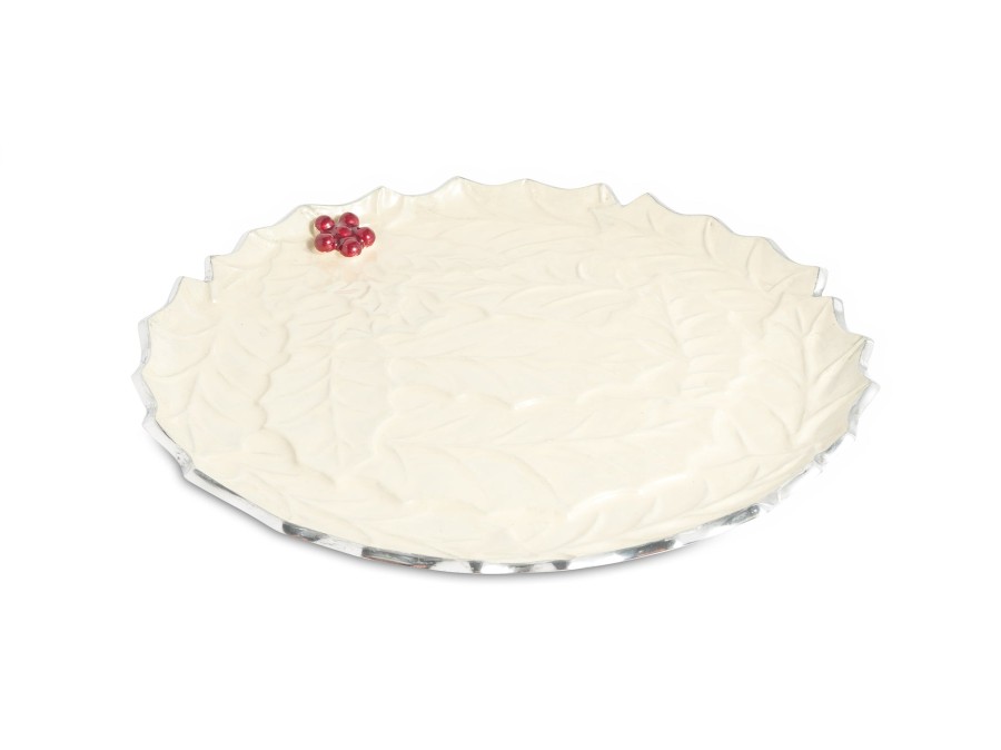 Julia Knight Platters & Trays | Holly Sprig 13" Round Platter Snow