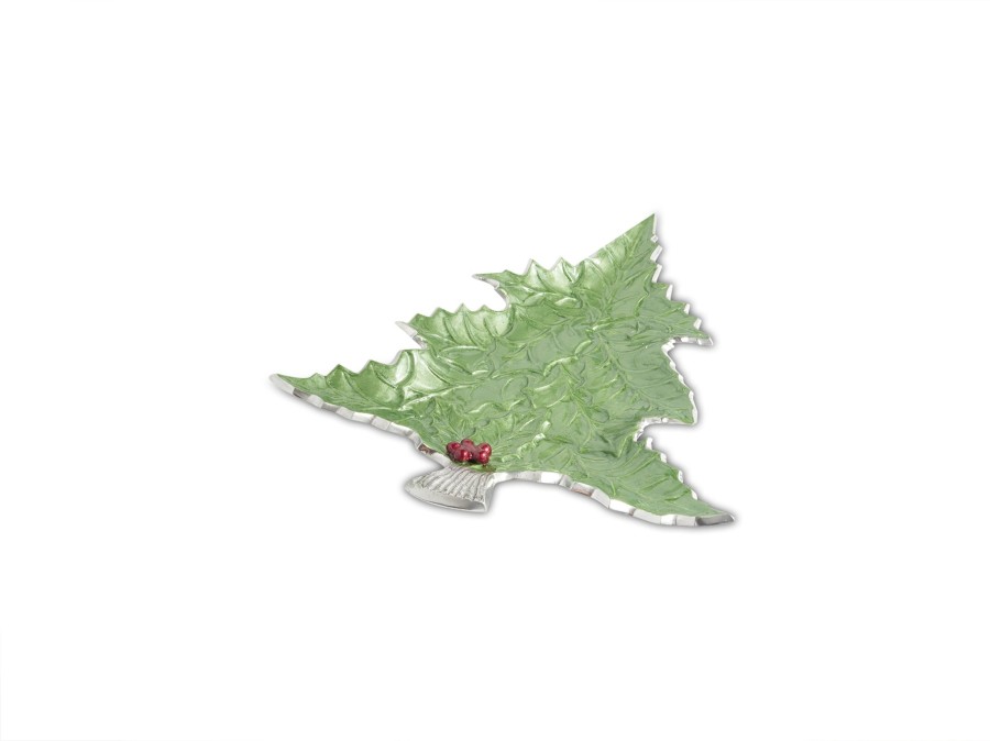 Julia Knight Platters & Trays | Holly Sprig 16" Tree Platter Mojito With Red Berries