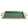 Julia Knight Decor | Florentine 23" Beveled Tray With Handles Gold Emerald