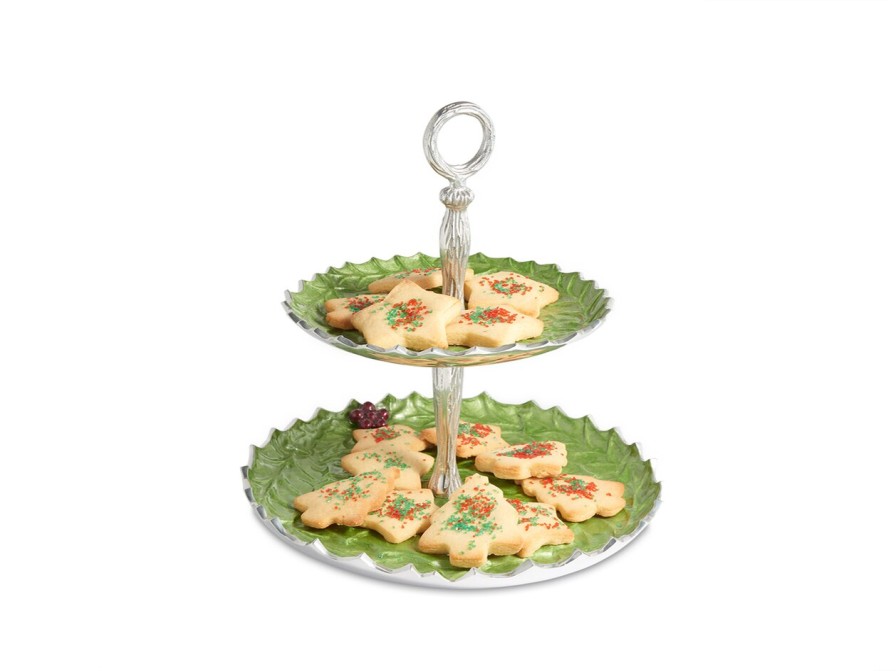 Julia Knight Cake Stands | Holly Sprig 11.5" Two-Tiered Server Mojito