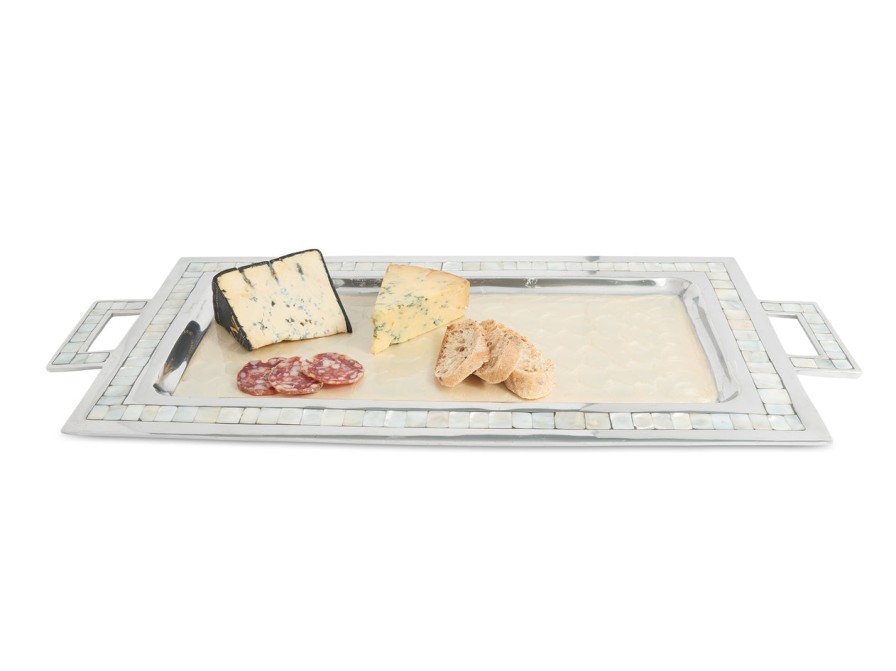 Julia Knight Serving Trays With Handles | Classic 25" Rectangular Tray W/Handles Snow