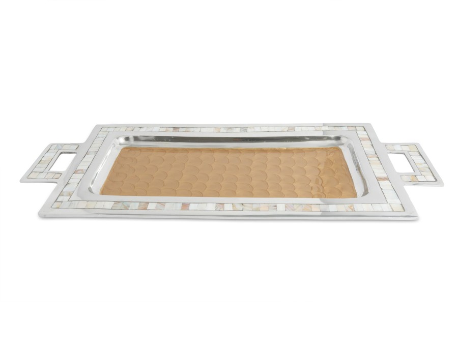 Julia Knight Decor | Classic 25" Rectangular Tray W/Handles Toffee