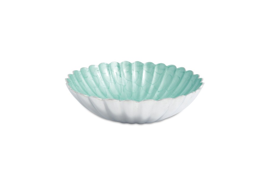 Julia Knight Decor | Peony 15" Round Bowl Aqua