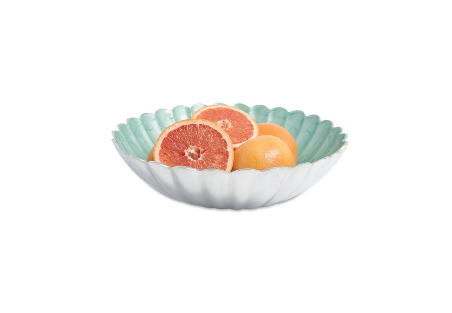 Julia Knight Decor | Peony 15" Round Bowl Aqua