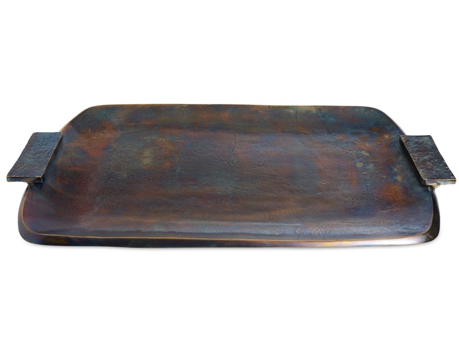 Julia Knight Platters & Trays | Eclipse 21" Rectangular Tray With Handles Bronze