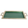 Julia Knight Serving Trays With Handles | Florentine 23" Beveled Tray With Handles Gold Emerald