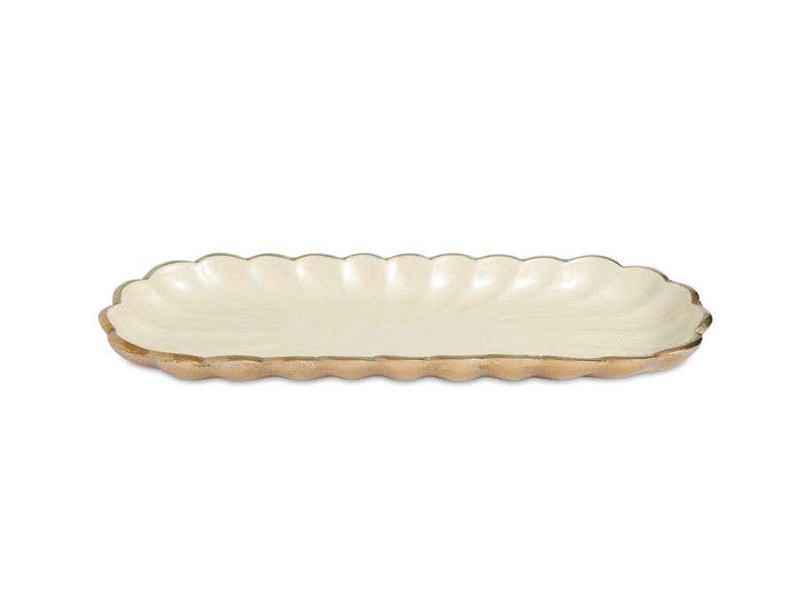 Julia Knight Platters & Trays | Peony 14" Rectangular Tray Gold Snow