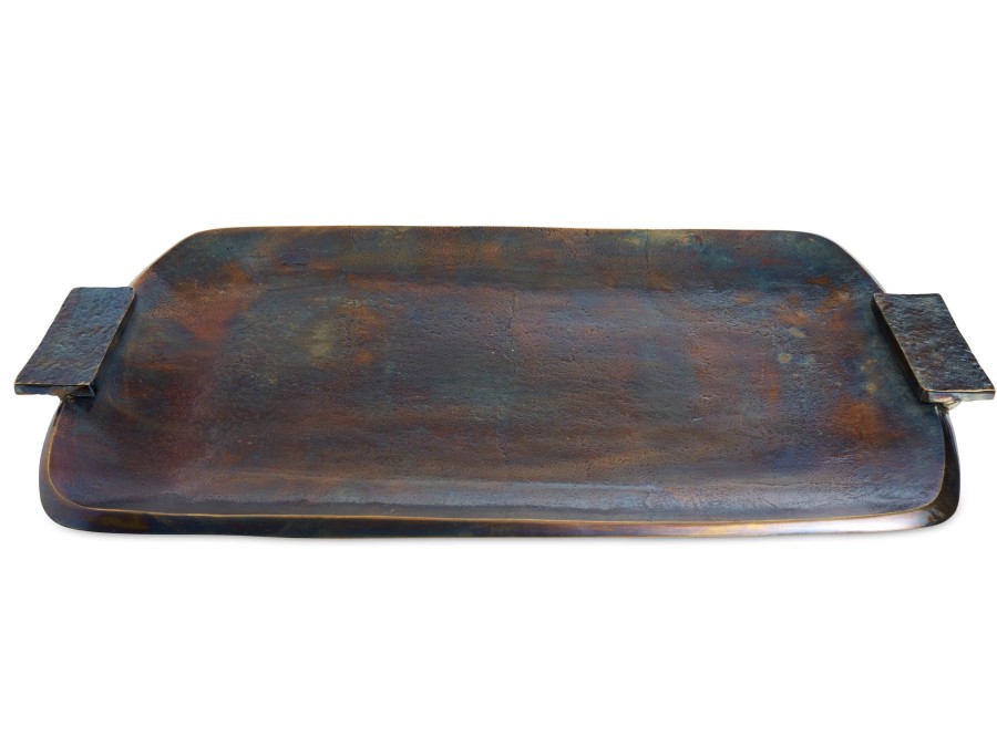 Julia Knight Table Accessories | Eclipse 21" Rectangular Tray With Handles Bronze