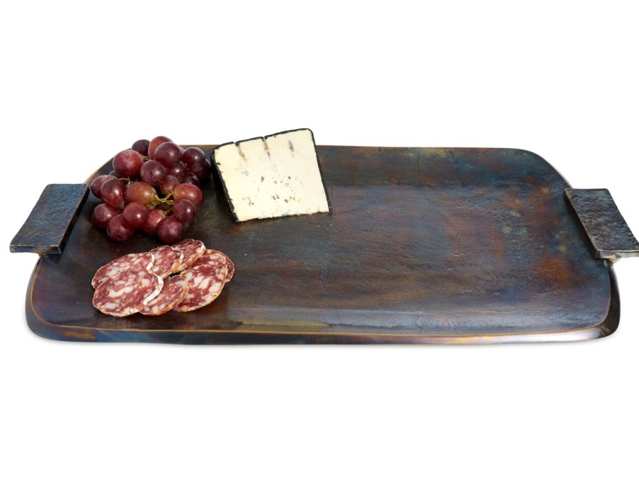 Julia Knight Table Accessories | Eclipse 21" Rectangular Tray With Handles Bronze