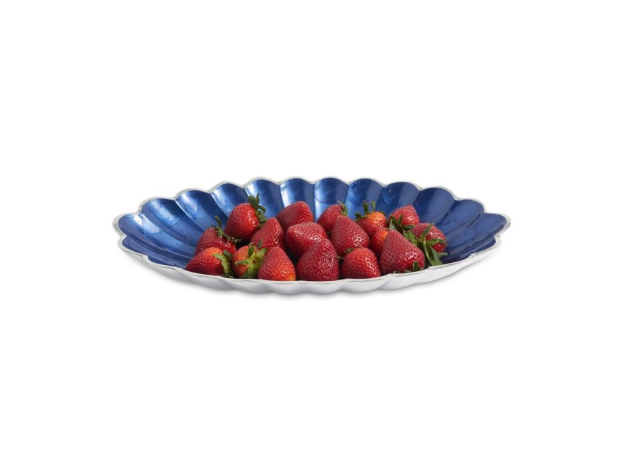 Julia Knight Decor | Peony 16" Oval Bowl Sapphire