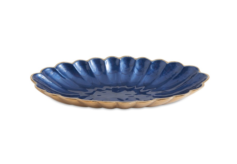 Julia Knight Bowls | Peony 16" Oval Bowl Gold Sapphire