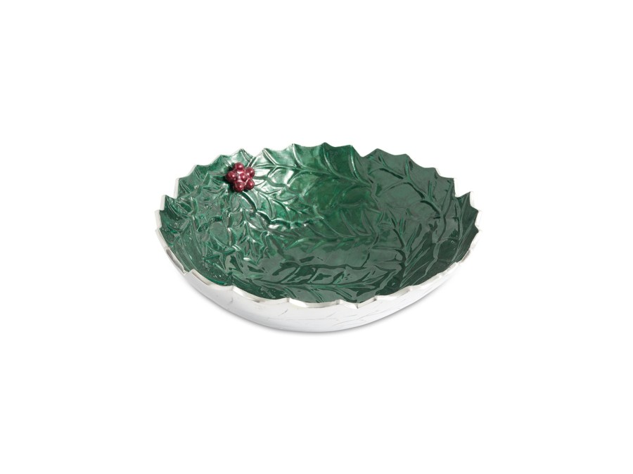 Julia Knight Bowls | Holly Sprig 12" Bowl Emerald