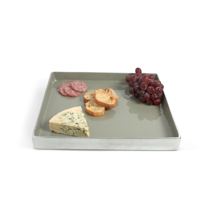 Julia Knight Serveware | Astra 12.5" Square Tray Platinum