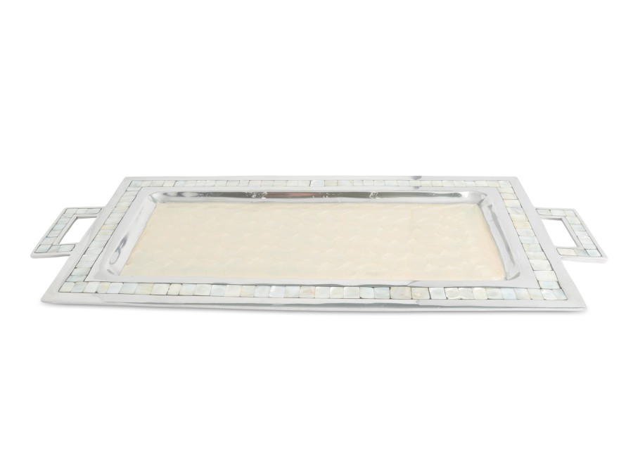 Julia Knight Decor | Classic 25" Rectangular Tray W/Handles Snow