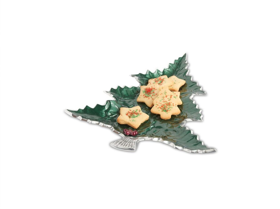 Julia Knight Platters & Trays | Holly Sprig 16" Tree Platter Emerald