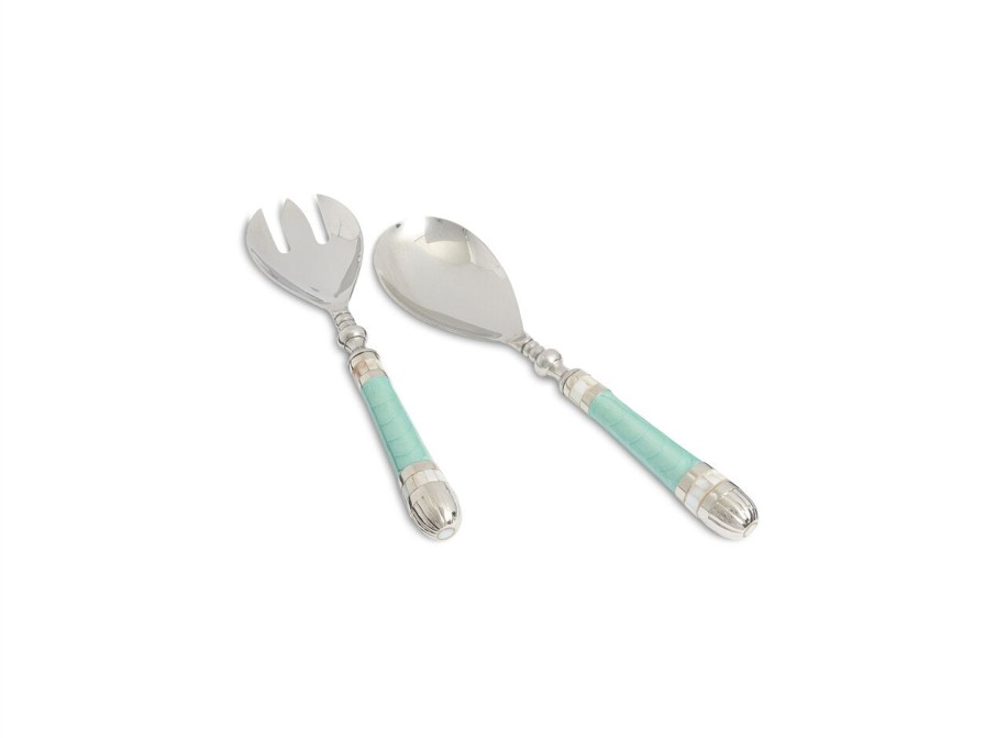 Julia Knight Serving Utensils | Classic Salad Serving Set Aqua