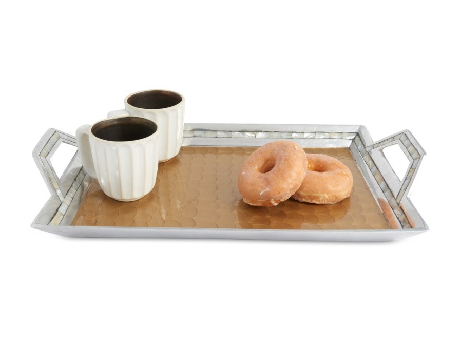 Julia Knight Table Accessories | Classic 21" Beveled Tray W/Handles Toffee