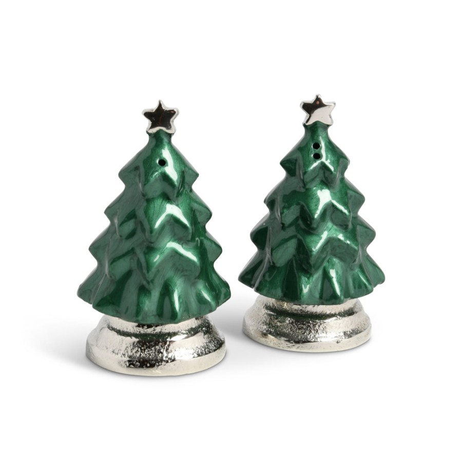 Julia Knight Table Accessories | Holly Sprig Tree Salt & Pepper Shaker Emerald