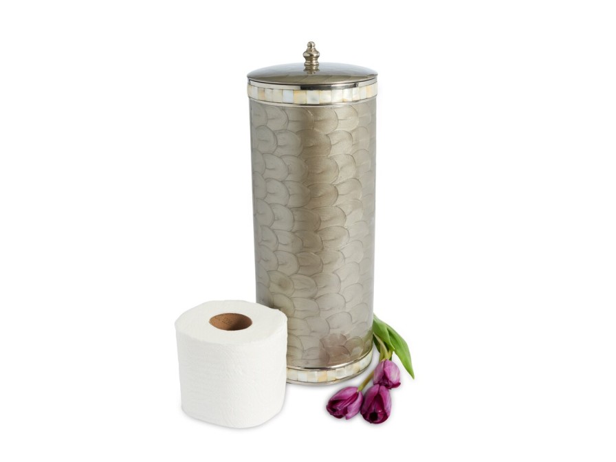 Julia Knight Bath Accessories | Classic Toilet Tissue Covered Holder Platinum