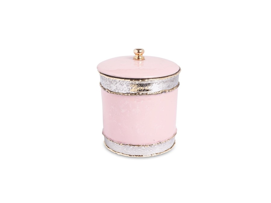 Julia Knight Bath Accessories | Cascade 5.5" Covered Canister Pink Lace