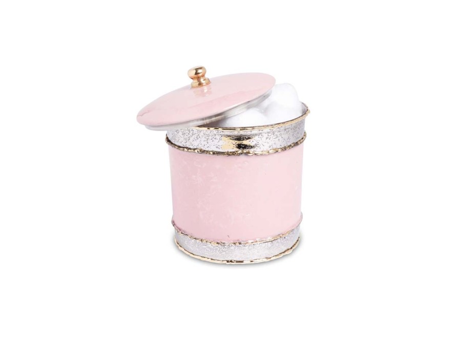 Julia Knight Bath Accessories | Cascade 5.5" Covered Canister Pink Lace