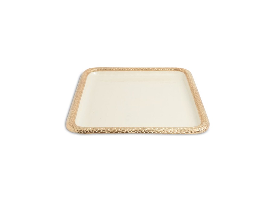 Julia Knight Decor | Florentine 15" Square Tray Gold Snow