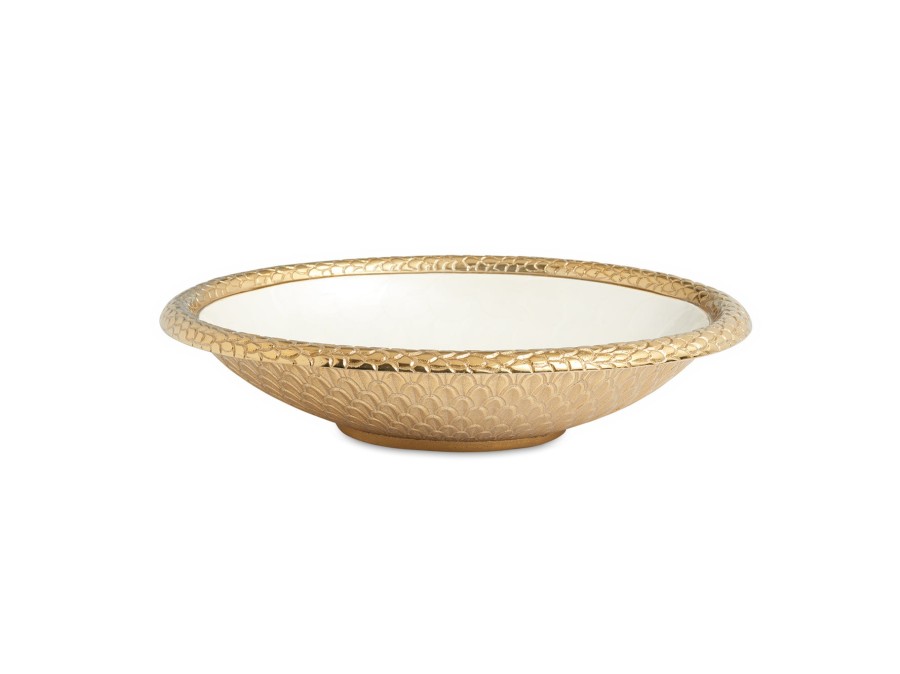 Julia Knight Decor | Florentine 15" Oval Bowl Gold Snow