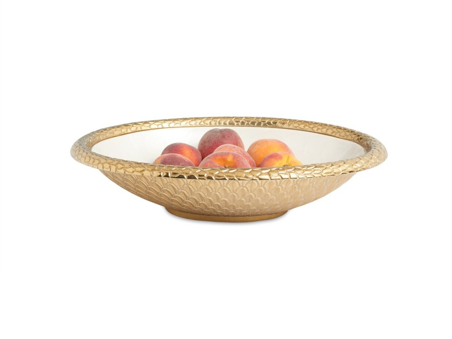 Julia Knight Decor | Florentine 15" Oval Bowl Gold Snow